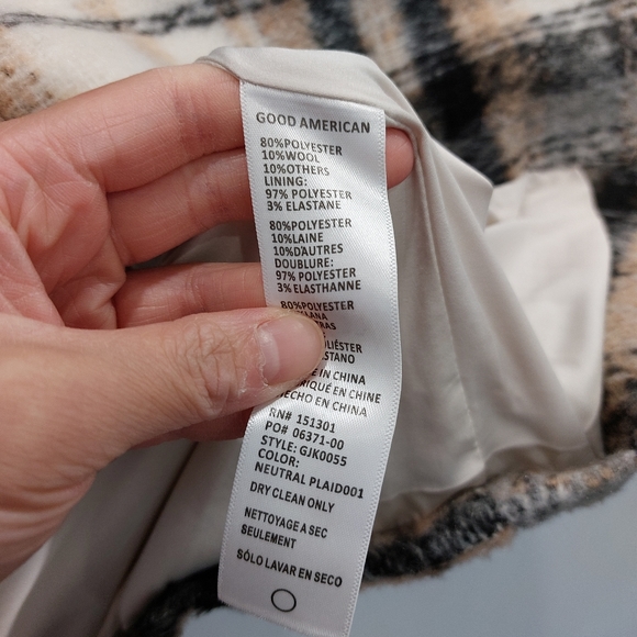 Good American Plaid Tie Waist Wool Shacket - Picture 7 of 9